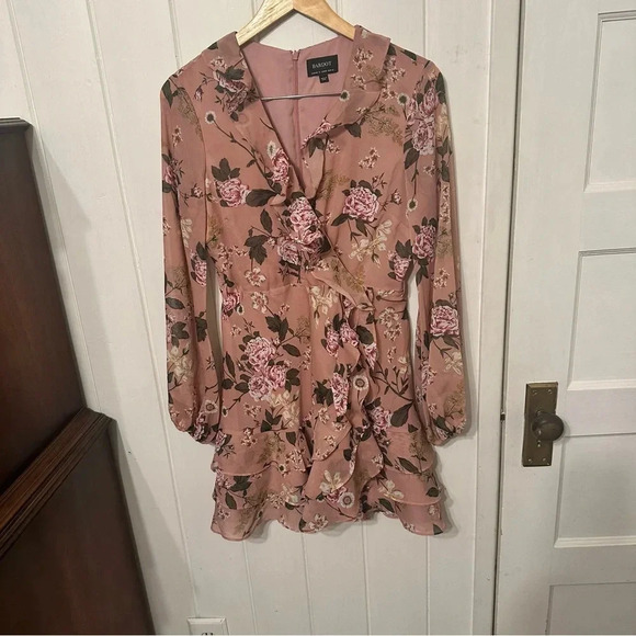Bardot Floral Ruffle Dress - Pink - Picture 1 of 3